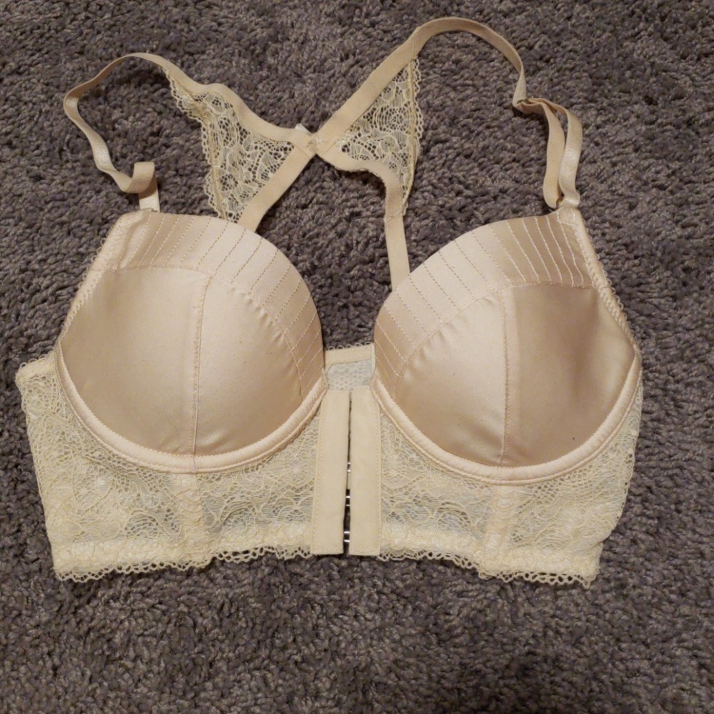 Cream lace racerback bra